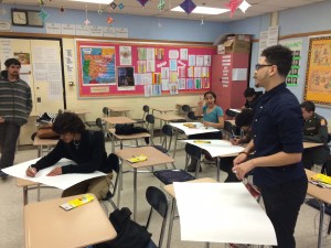 Students begin designing poster to advertise the first annual JAG clothing drive at New Britain High School